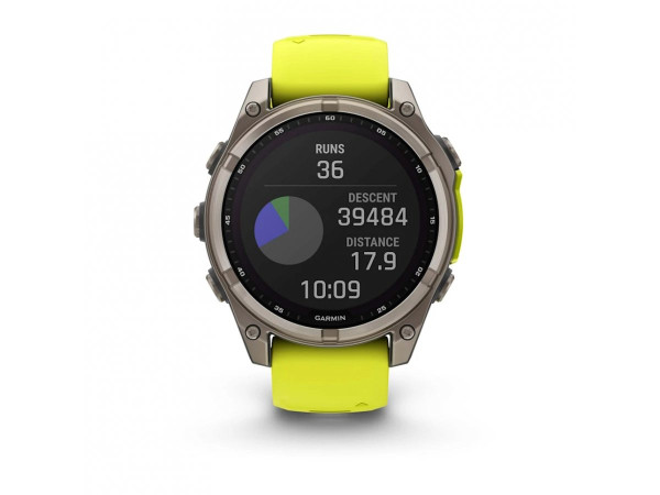 GARMIN FENIX 8 47MM SOLAR SAPPHIRE TITANIUM С AMP YELLOW/GRAPHITE СИЛИКОНОВА КАИШКА 010-02906-21