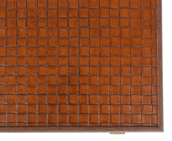 LUXURY BACKGAMMON FOR GAME MANOPOULOS - KNITTED LEATHER, 60 X 48 CM, GENUINE LEATHER, BROWN