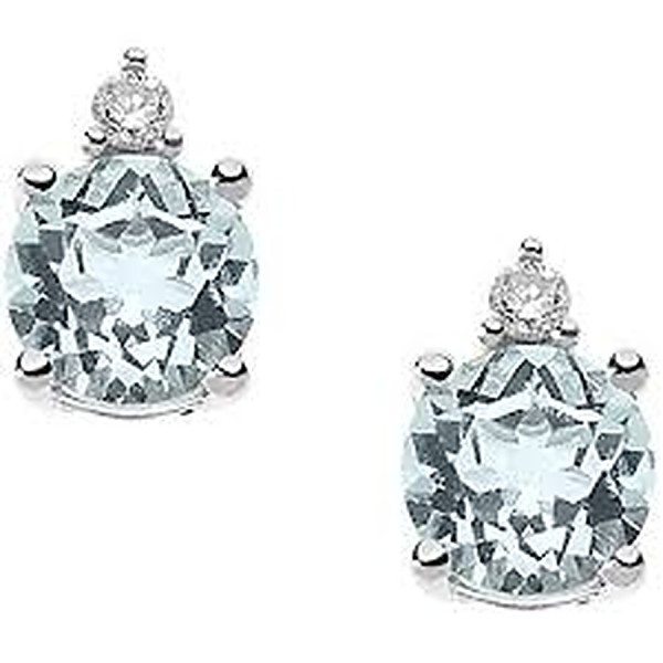 COMETE GOLD EARRINGS WITH DIAMONDS AND AQUAMARINE ORB879