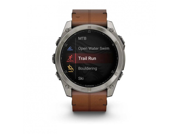 GARMIN FENIX 8 51MM AMOLED SAPPHIRE BARE TITANIUM BLACK С CHESTNUT КОЖЕНА КАИШКА