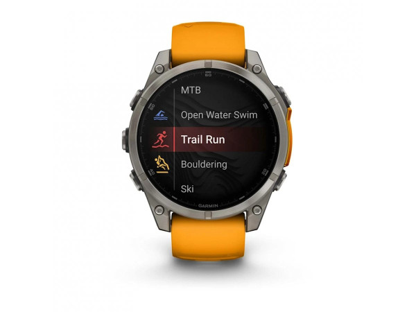 GARMIN FENIX 8 47MM AMOLED SAPPHIRE TITANIUM СЪС SPARK ORANGE/GRAPHITE СИЛИКОНОВА КАИШКА