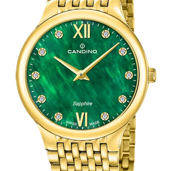 Candino c4791 3 изглед отпред зелен седефен циферблат classicwatches.bg
