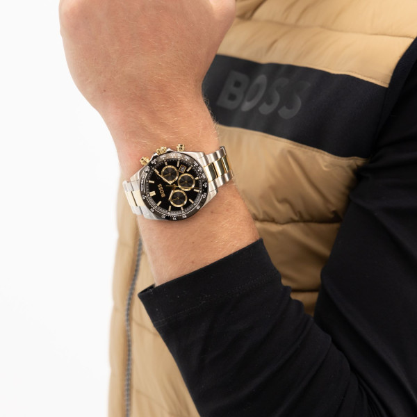 HUGO BOSS 1514269 мъжки спортно-елегантен хронограф с жълто PVD – classicwatches.bg