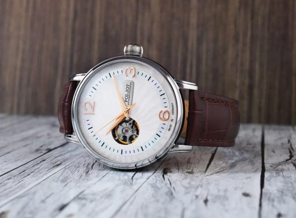 Часовник POLJOT INTERNATIONAL Jaros Open Heart 42mm 38NH.4280811 – автоматичен механизъм Seiko NH38 с открито сърце – classicwatches.bg