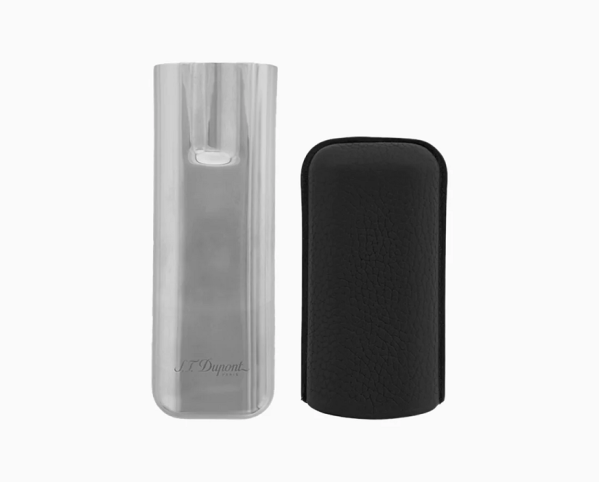 Калъф за 2 пури S.T.Dupont BLACK GRAINED AND CHROME DOUBLE CIGAR CASE 183260
