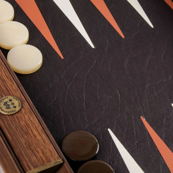 LUXURY BACKGAMMON FOR GAME MANOPOULOS - CROCODILE TOTE ANTIQUE BROWN, 60 X 48 CM, GENUINE LEATHER
