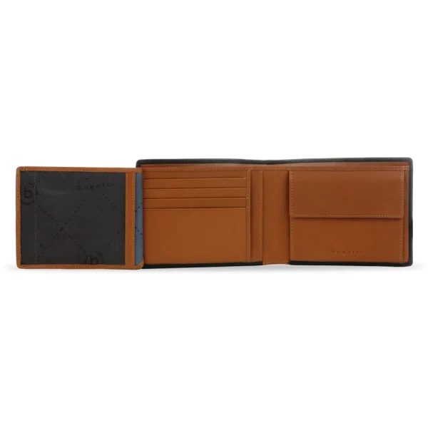 Мъжки портфейл Bugatti - Roccia Flap, хоризонтален, RFID защита, черен