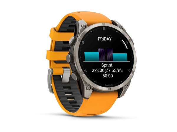 GARMIN FENIX 8 47MM AMOLED SAPPHIRE TITANIUM СЪС SPARK ORANGE/GRAPHITE СИЛИКОНОВА КАИШКА