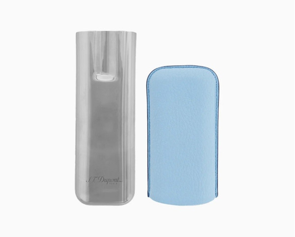 Калъф за 2 пури S.T.Dupont TURQUOISE GRAINED AND CHROME DOUBLE CIGAR CASE 183264
