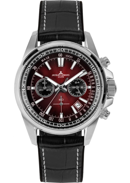 часовник jacques lemans 1-2117ZP мъжки хронограф червен циферблат classicwatches.bg