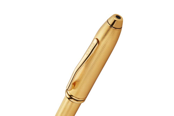 Химикалка Cross Townsend - Polished 23KT Gold Plated Engraved Diamond Pattern