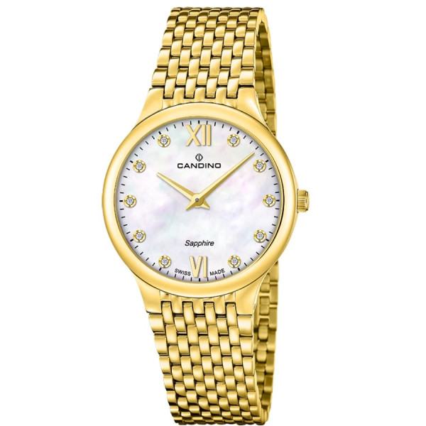 Часовник candino c4791 1 дамски седефен циферблат златно покритие classicwatches.bg
