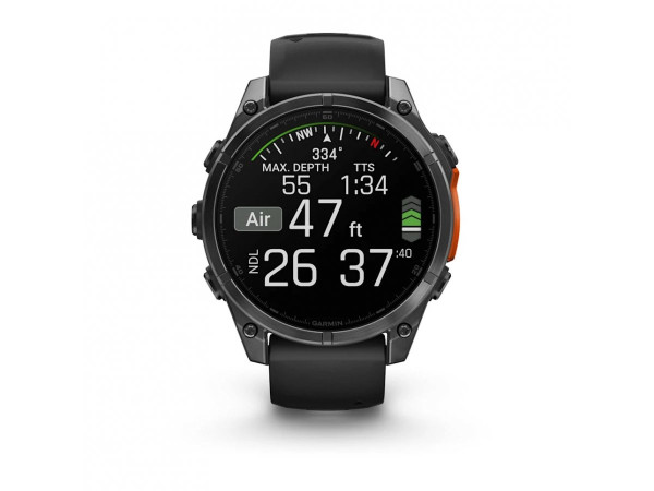 GARMIN FĒNIX® 8 - 47 мм, AMOLED - FĒNIX® 8 - 47 мм, AMOLED - Slate Gray с Black силиконова каишка