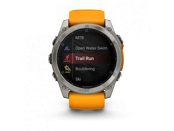 GARMIN FENIX 8 51MM AMOLED SAPPHIRE TITANIUM СЪС SPARK ORANGE/GRAPHITE СИЛИКОНОВА КАИШКА 010-02905-11