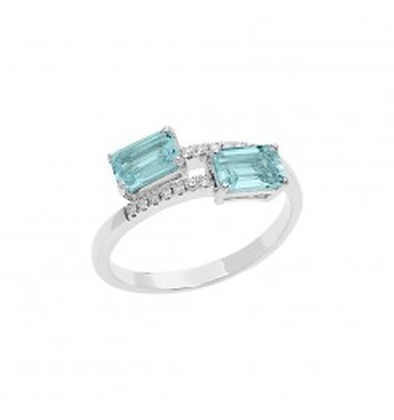 COMETE GOLD RING DIAMONDS AND AQUAMARINE ANQ331