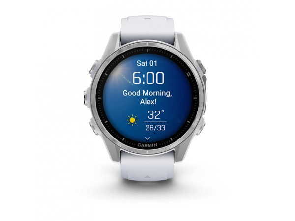 GARMIN FĒNIX® 8 - 43 мм, AMOLED - FĒNIX® 8 - 43 мм, AMOLED - Silver с Whitestone силиконова каишка