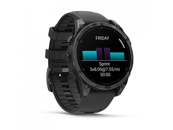 GARMIN FENIX 8 51MM AMOLED SAPPHIRE CARBON GRAY DLC TITANIUM С BLACK/PEBBLE GRAY СИЛИКОНОВА КАИШКА