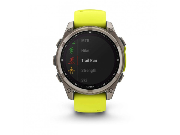 GARMIN FENIX 8 47MM SOLAR SAPPHIRE TITANIUM С AMP YELLOW/GRAPHITE СИЛИКОНОВА КАИШКА 010-02906-21