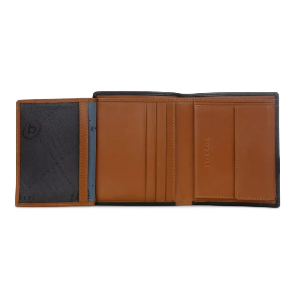 Мъжки портфейл Bugatti - Roccia Upright with Flap, RFID защита, малък, черен