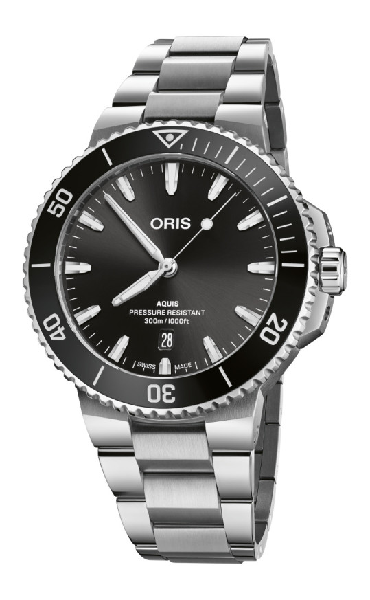 часовник мъжки автоматичен oris aquis date 733 7789 4154 отпред ClassicWatches.bg
