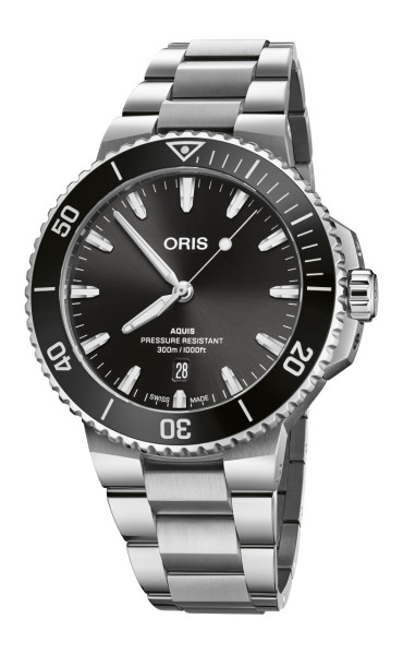 часовник мъжки автоматичен oris aquis date 733 7789 4154 отпред ClassicWatches.bg
