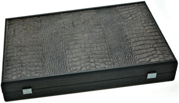 Луксозна табла за игра Manopoulos - Crocodile Tote Dark Grey, 60 x 48 см, естествена кожа