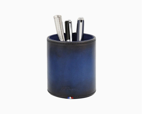 Поставка за пишещи S.T.Dupont ATELIER BLUE LEATHER PEN POT 7108