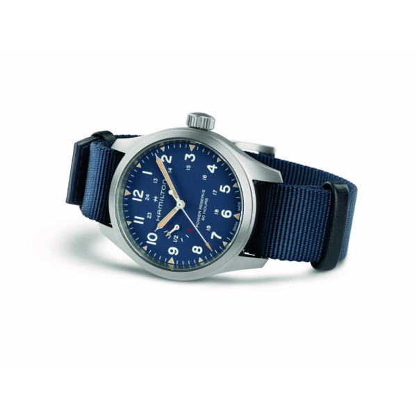 hamilton khaki field power reserve 40mm nato strap classicwatches.bg