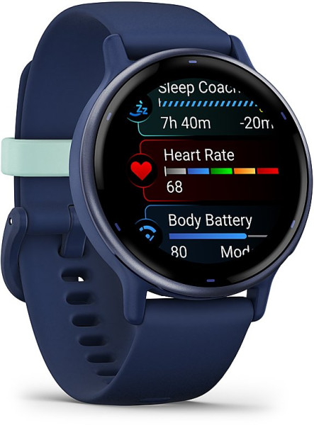 GARMIN vívoactive® 5 - vívoactive® 5 - Metallic Navy безел с Navy корпус и силиконова каишка
