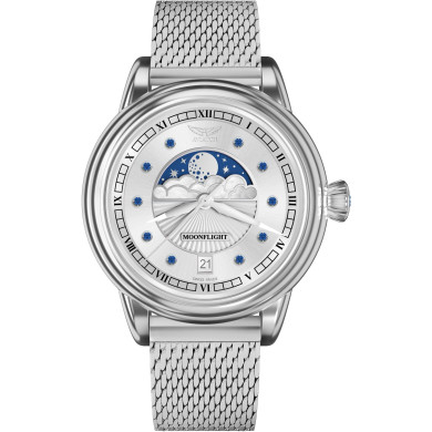 ЧАСОВНИК АVIATOR DOUGLAS MOONFLIGHT GEMSTONE EDITION BLUE SAPHIRE  36MM V.1.33.0.415.5