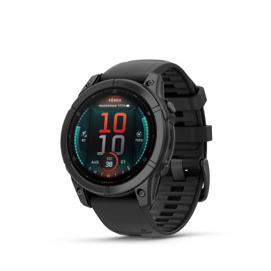 GARMIN FENIX E 47 ММ AMOLED SLATE GRAY STEEL С BLACK СИЛИКОНОВА КАИШКА