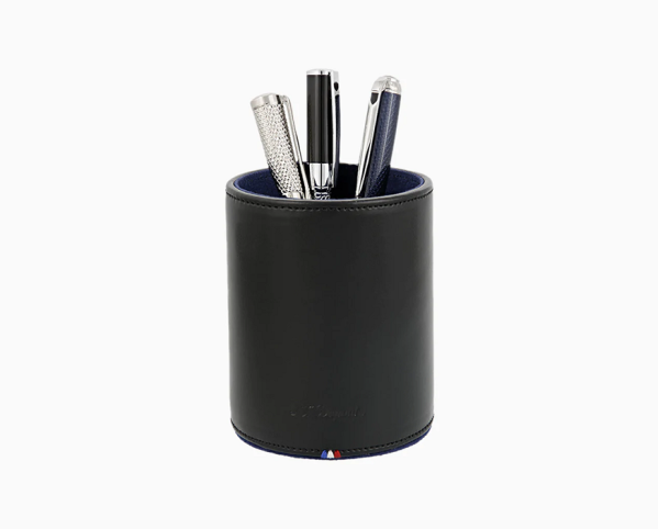 Поставка за пишещи S.T.Dupont LINE D BLACK LEATHER PEN POT 7110
