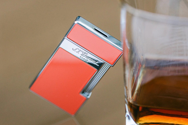 ЗАПАЛКА S.T.DUPONT SLIMMY LIGHTER CORAL LACQUER AND CHROME 28006