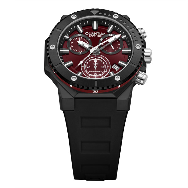 quantum кварцов хронограф 10 ATM червен циферблат classicwatches.bg