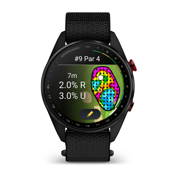 Garmin Approach S72 Carbon Gray/Red DLC Titanium Bezel с Black ComfortFit Fabric каишка 010-04148-02