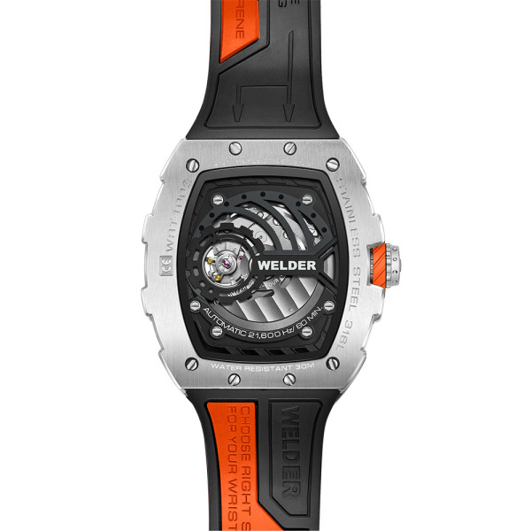 часовник welder skeleton индустриален дизайн черна гумена каишка classicwatches.bg