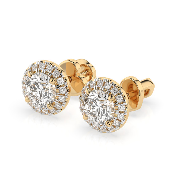 CARA Златни обеци с диаманти 1.00+0.19 ct GIA сертификат K102-10095Y