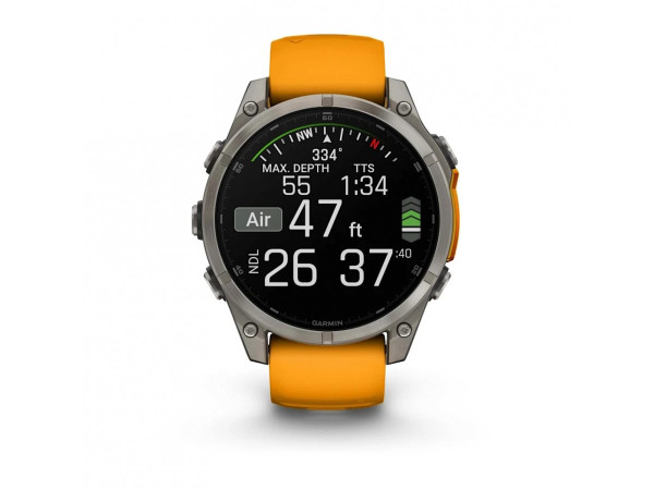 GARMIN FENIX 8 47MM AMOLED SAPPHIRE TITANIUM СЪС SPARK ORANGE/GRAPHITE СИЛИКОНОВА КАИШКА