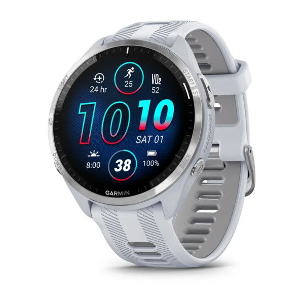 GARMIN FORERUNNER 965 TITANIUM БЕЗЕЛ С WHITESTONE КОРПУС И WHITESTONE/POWDER GREY СИЛИКОНОВА КАИШКА 010-02809-11