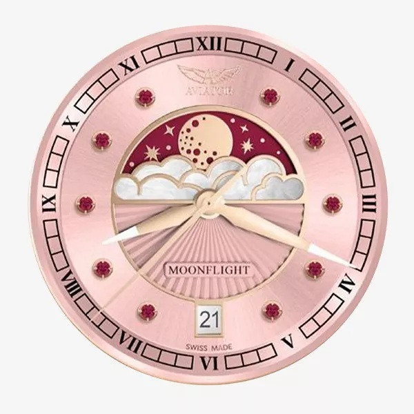 ЧАСОВНИК АVIATOR DOUGLAS MOONFLIGH GEMSTONE EDITION RUBY 36MM V.1.33.2.418.5