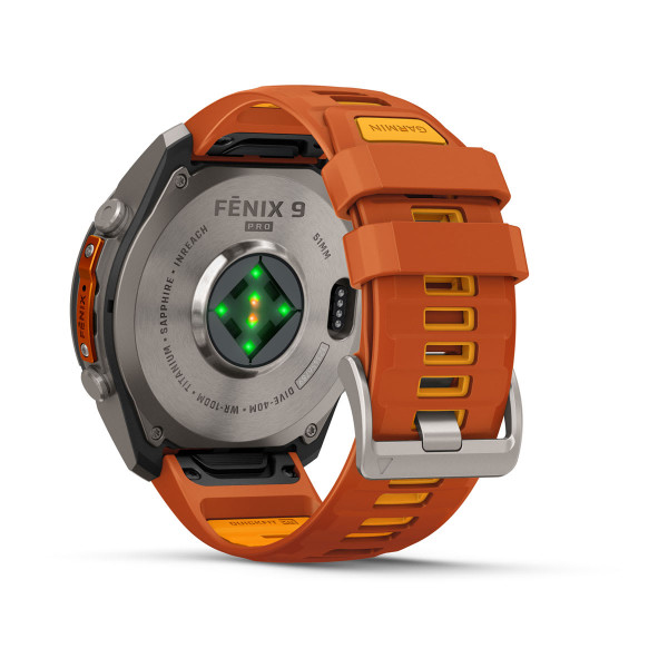 Garmin Fenix 9 Pro inReach Titanium с Autumn Orange/Spark Orange силиконова каишка 010-04337-01