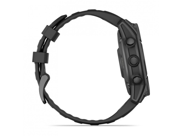 GARMIN FENIX E 47 ММ AMOLED SLATE GRAY STEEL С BLACK СИЛИКОНОВА КАИШКА