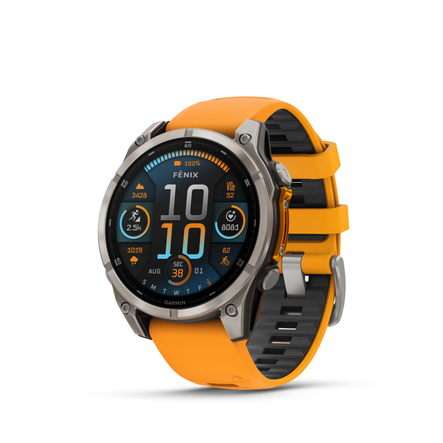 GARMIN FENIX 8 47MM AMOLED SAPPHIRE TITANIUM СЪС SPARK ORANGE/GRAPHITE СИЛИКОНОВА КАИШКА