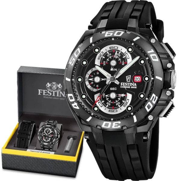 часовник festina f20756 1 мъжки хронограф черен циферблат classicwatches.bg
