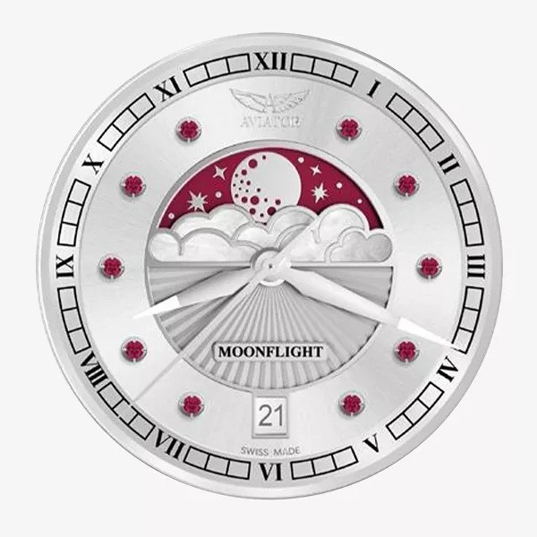 ЧАСОВНИК АVIATOR DOUGLAS MOONFLIGHT GEMSTONE EDITION RUBY 36MM V.1.33.0.419.4