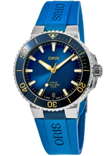 Oris Aquis Date Calibre 400 41.5mm – син циферблат, сапфир кристал и керамичен безел – ClassicWatches.bg