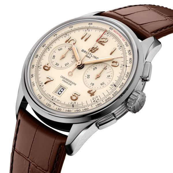 Breitling Premier B01 Chronograph 42 AB0145211G1P2 с кожена каишка от алигатор – classicwatches.bg