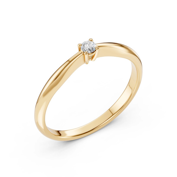 Cara пръстен с диамант 0.10 ct – ЗЛАТНО БИЖУ 14К K101-10021Y(3.0)/14K