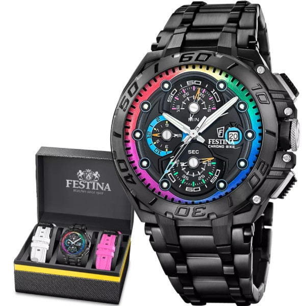 мъжки часовник festina chrono bike черна верижка и допълнителни каишки classicwatches.bg
