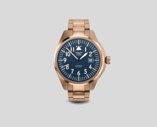 aviator автоматичен часовник розово злато стоманена верижка classicwatches.bg